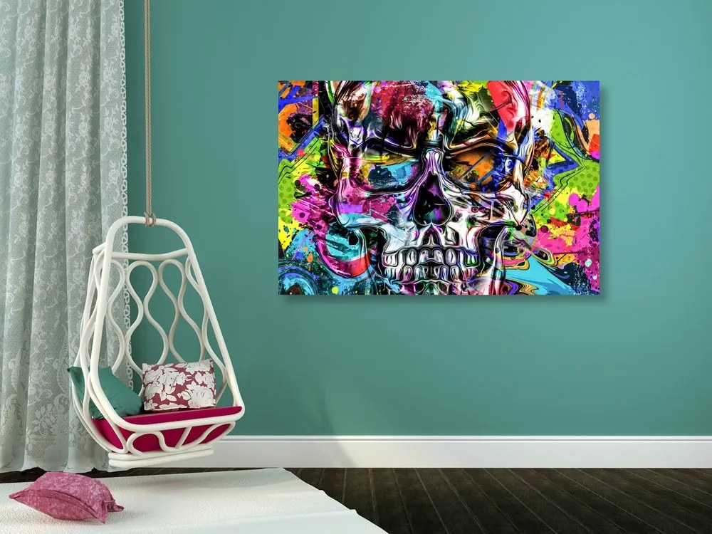 Stampa su tela – Teschio artistico colorato