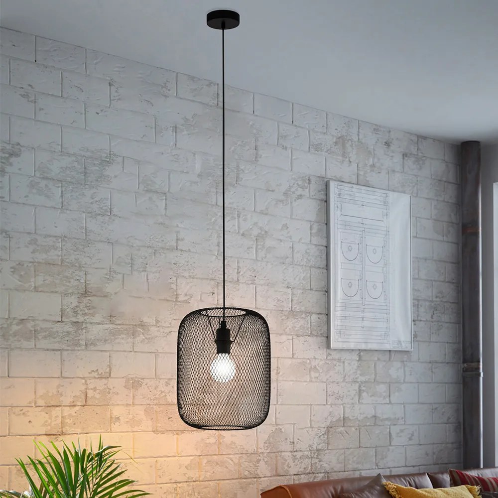 Lampadario Industrial Wrington 1 Luce Acciaio Nero