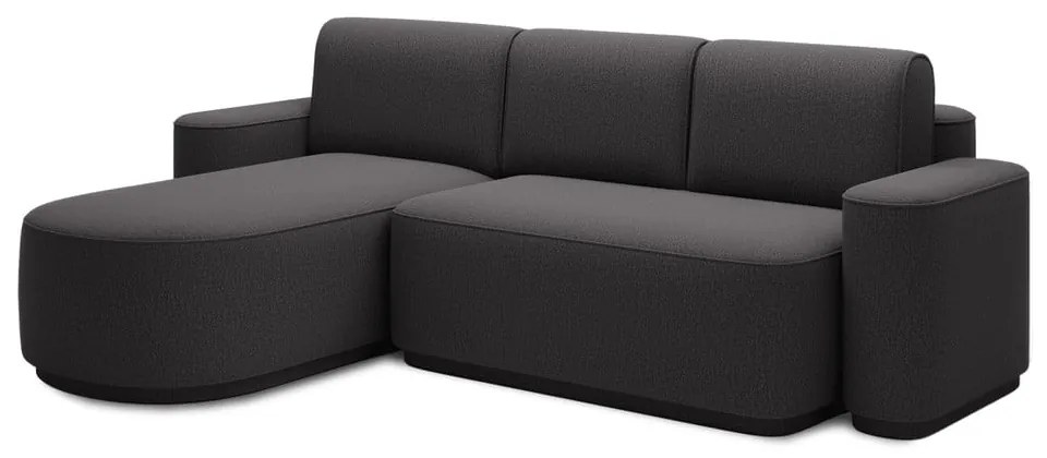 Divano angolare grigio scuro allungabile/con contenitore (con penisola a sinistra/con chaise lounge) e rivestimento in ciniglia Aurumm – ELTAP