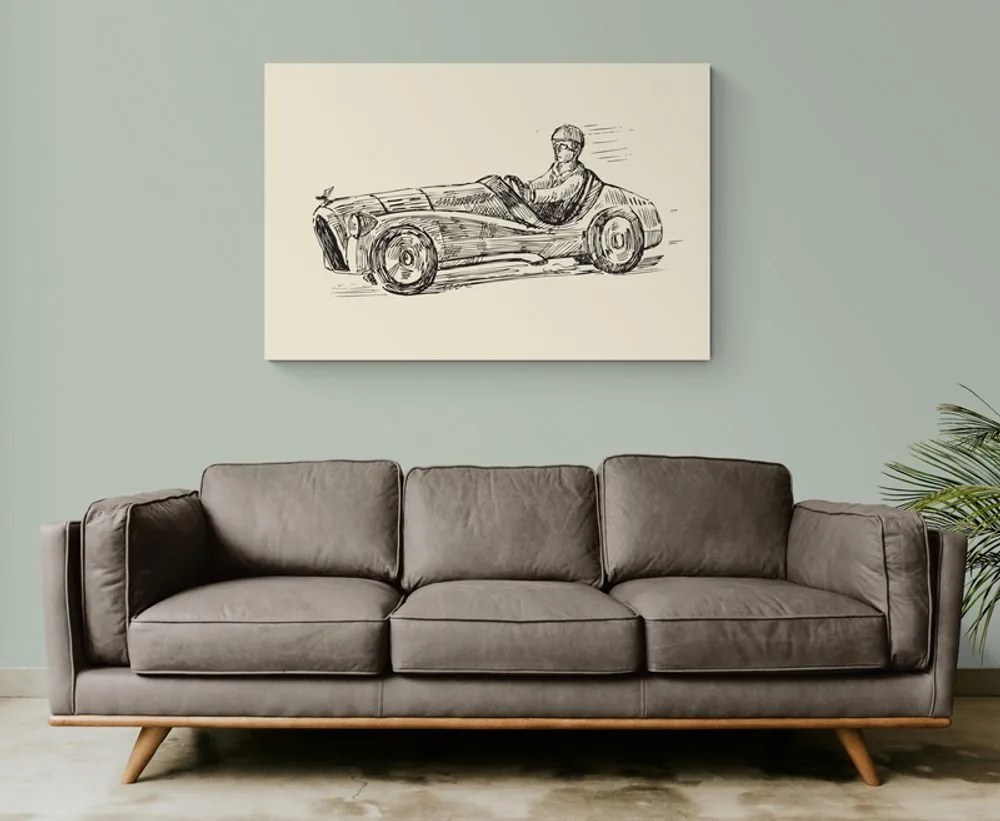 Quadro su tela – Auto da corsa in stile retrò