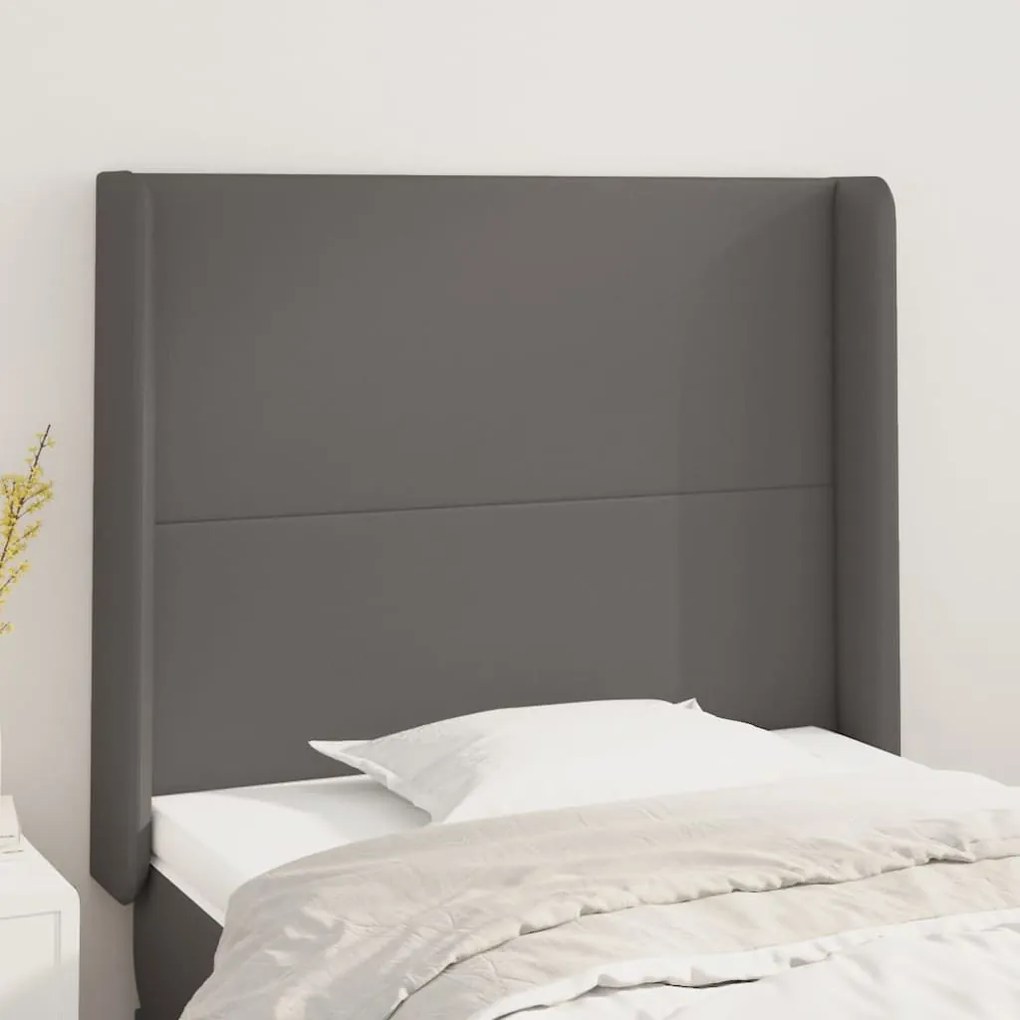 Testiera Ad Orecchio Grigio 83x16x118/128 Cm İn Similpelle /
