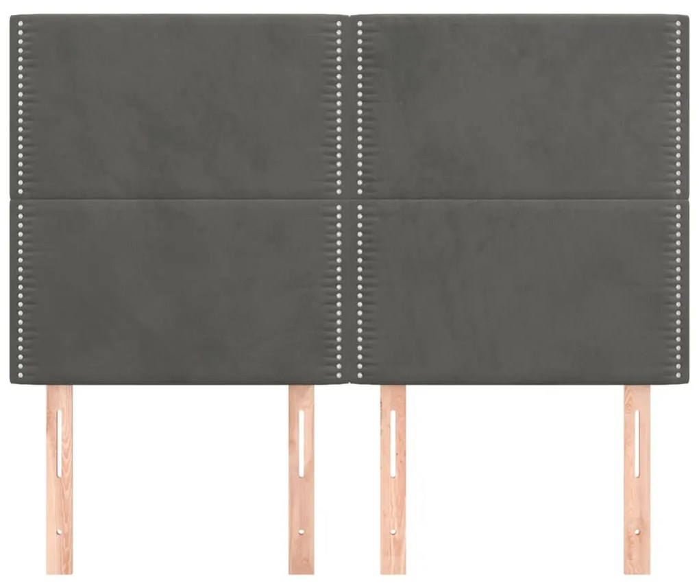 Testiere 4 pz grigio scuro 72x5x78/88 cm in velluto