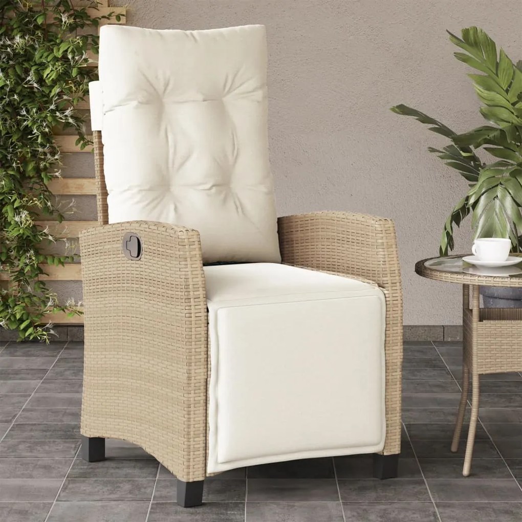 Sedie da giardino reclinabili 2 pz con poggiapiedi polyrattan