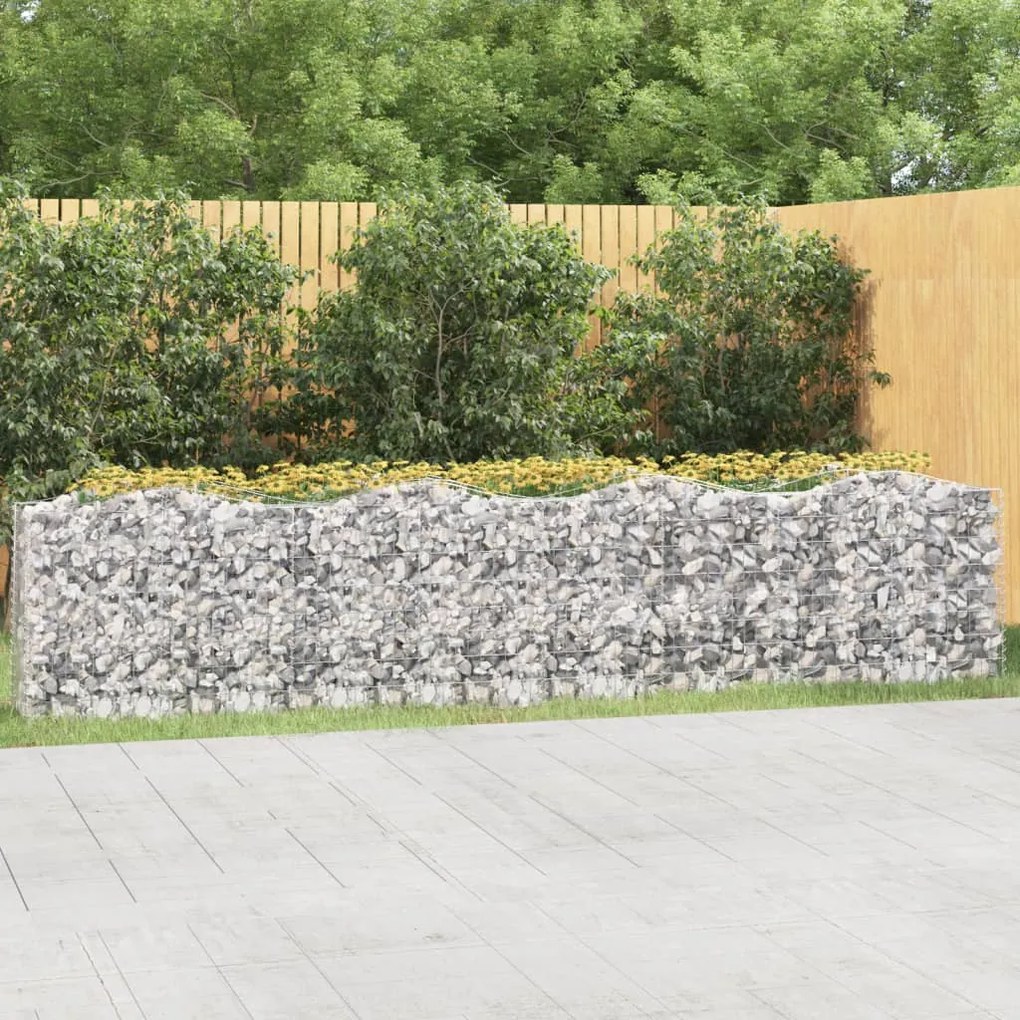 Gabbione Ad Arco Con Letto Rialzato 400x50x100 Cm Ferro Zincato /