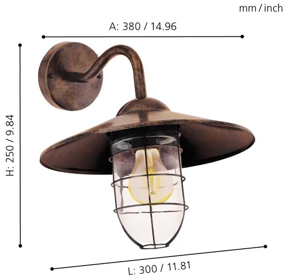 Eglo 94863 - Lampada da esterno MELGOA 1xE27/60W/230V IP44