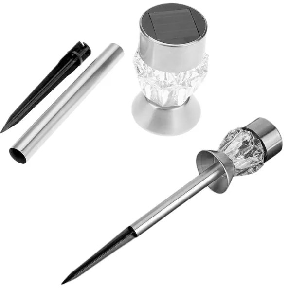 Lampada LED solare CRYSTAL 2xLED-RGB/0,02W/1xAAA cromo opaco