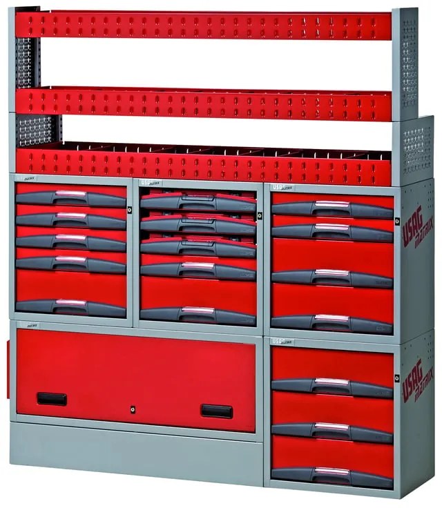 Armadietto da officina USAG Composizione per allestimento furgone in acciaio  8 cassetti 3 ripiani, L 148.5 x P 37.5 x H 168.8 cm
