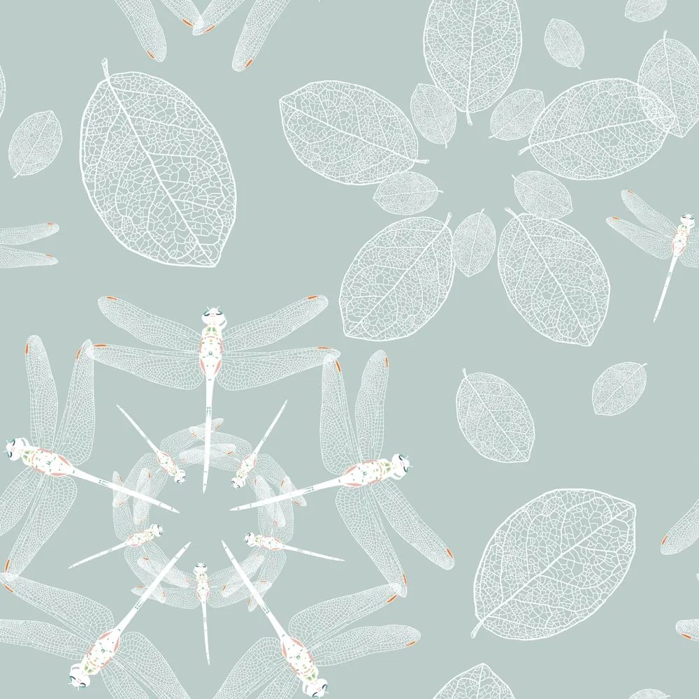Carta da parati – Libellule blu nel cerchio Mandala