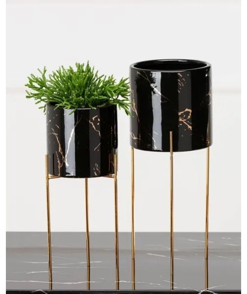 Portafiori NILA 28x11 cm nero/oro