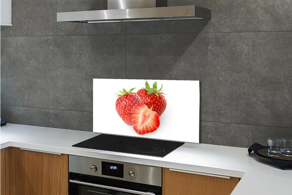 Pannello paraschizzi cucina Fragole su sfondo bianco 100x50 cm