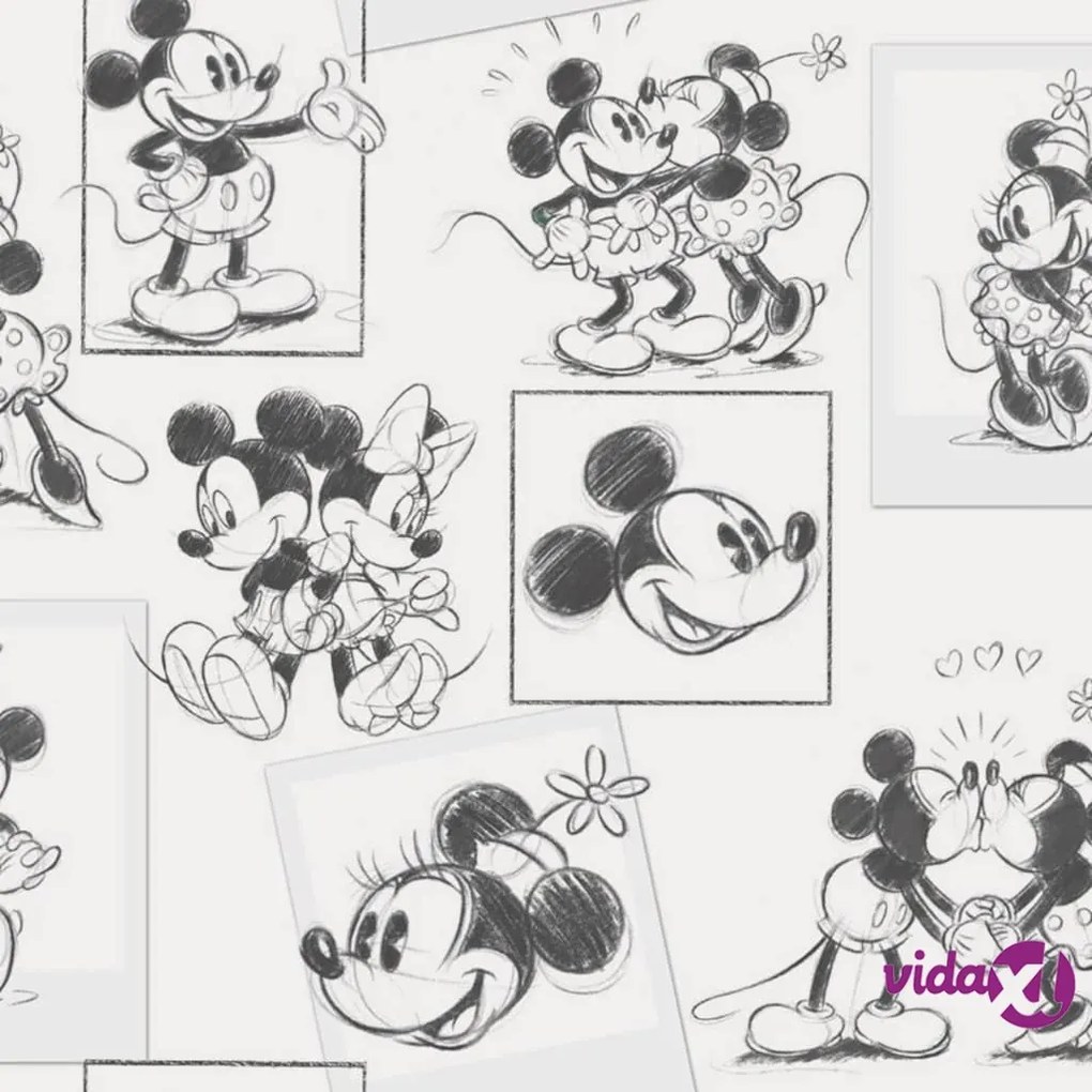 Noordwand Kids at Home Carta da Parati Mickey and Minnie Nera e Bianca