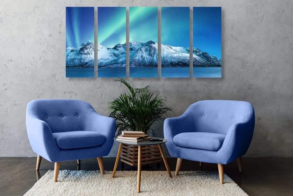 Quadri 5 pezzi – Aurora polare artica