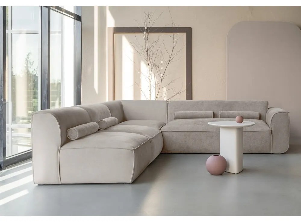 Divano angolare componibile beige (con penisola a sinistra) Flex Felix – Miuform
