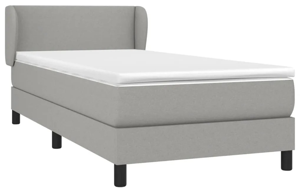 Giroletto a molle con materasso grigio chiaro100x200 cm tessuto