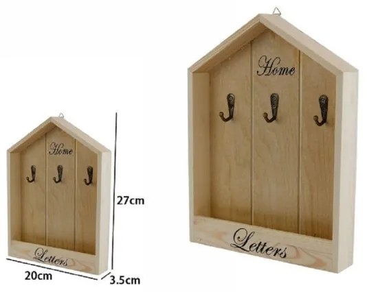 Trade Shop - Cassetta Portachiavi Legno Key Box 3 Posti Home Letters Lettere Decoupage 07078