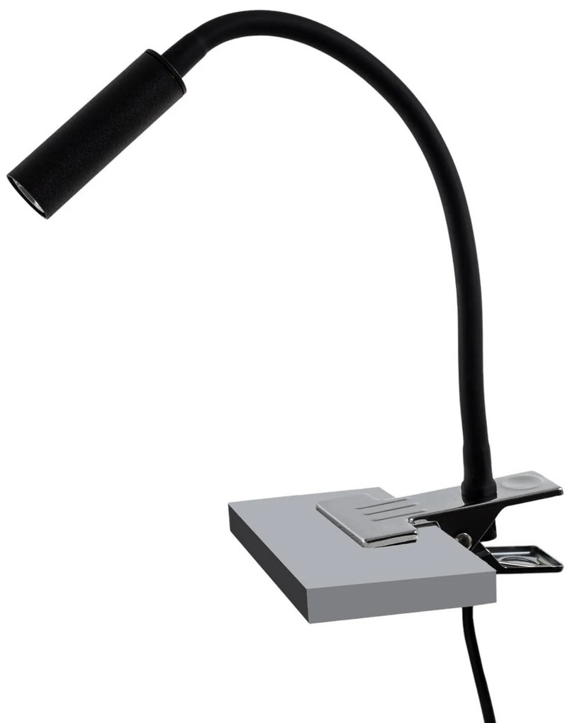 TK Lighting Lampada con morsetto Lagos, nera, metallo, 30 cm, lampada da lettura, G9