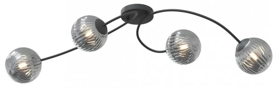 Lampada da soffitto in acciaio e vetro VIBRA 4 da interno 4xE14 Colore del corpo Nero e Grafite