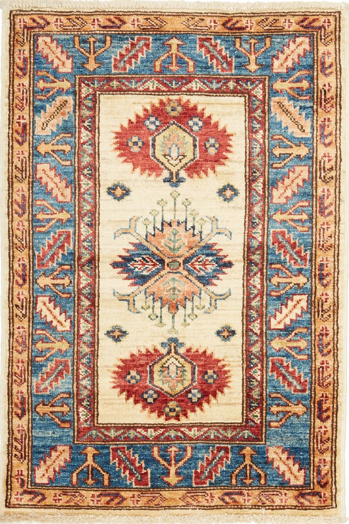 Kazak Tappeto 90 x 60 Blu (Pakistan) Annodato A Mano