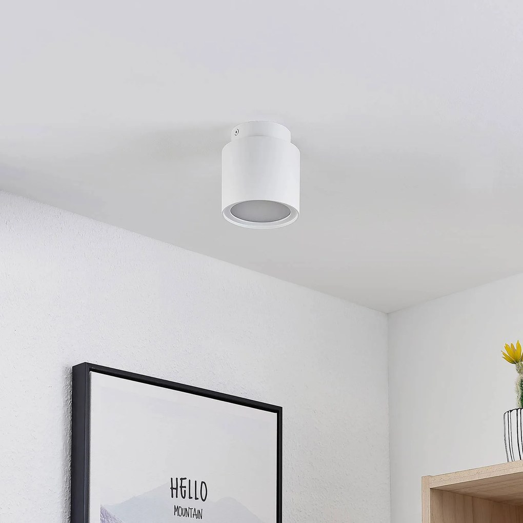 Arcchio plafoniera Walisa, Ø 10 cm, bianco, diffusore, GU10 Walisa Arcchio, dimmerabile, Bianco / Opale, Soggiorno / Sala da pranzo, Alluminio, Moderno, Faretto