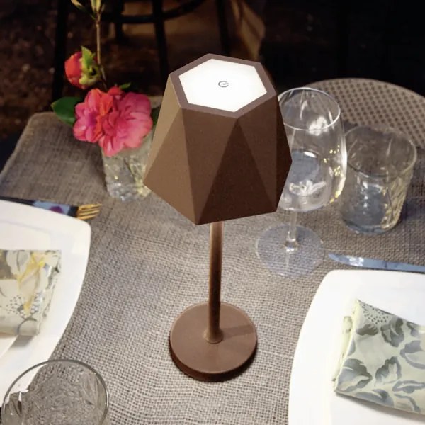 Lampada tavolo LED 12x38 cm ricaricabile USB touch senza fili FIJI Corten