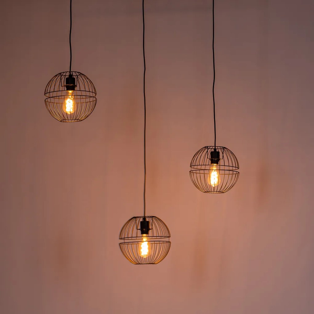 Lampada a sospensione moderna nera 3 luci - Sphaera