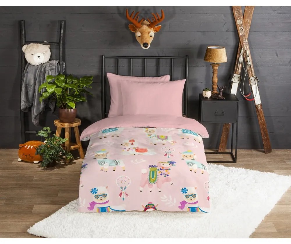 Biancheria da letto per bambini rosa in flanella per letto singolo 140x200 cm Ladida – Good Morning