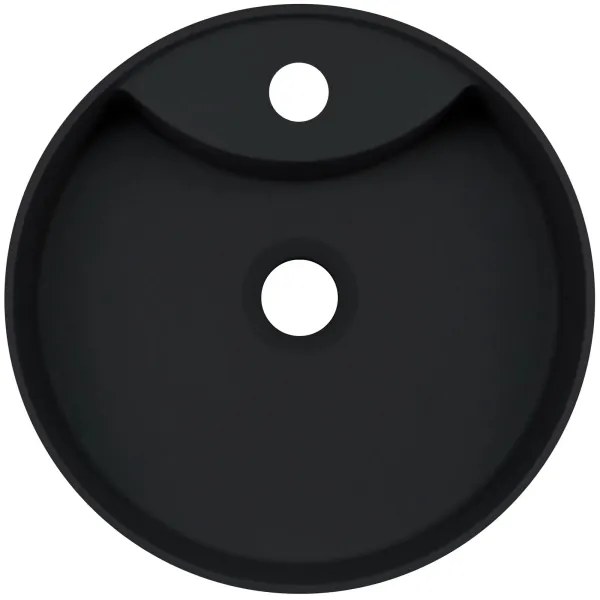 Deante CQS_NU4B - Lavabo da appoggio SILIA con foro preforato per rubinetteria, Ø 36 cm, granito/nero