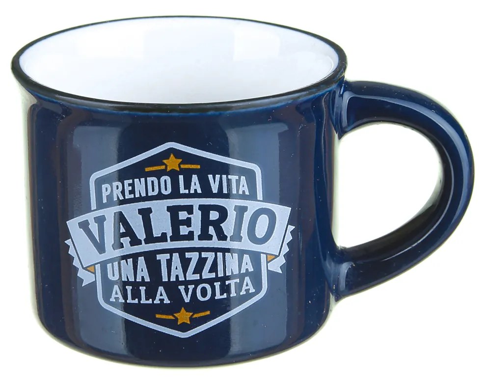 Tazzina caffè con nome Valerio in gres porcellanato