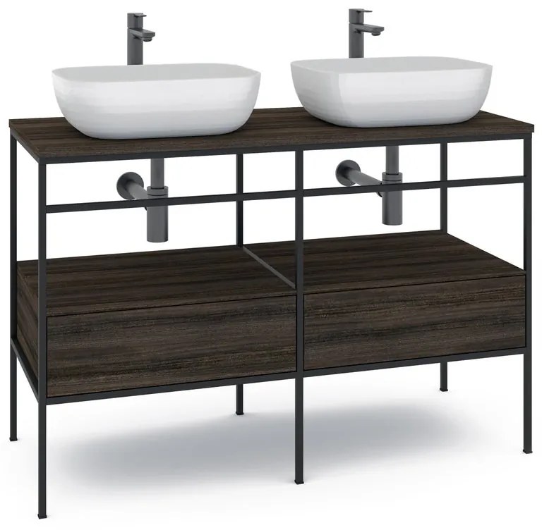 Mobile sottolavabo e lavabo Outline nero L 120 x H 92 x P 45.5 cm