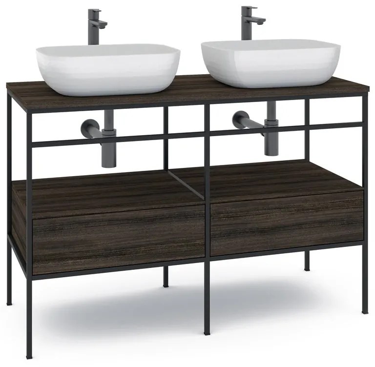 Mobile sottolavabo e lavabo Outline per doppia vasca nero L 120 x H 92 x P 45.5 cm 2 cassetti