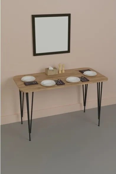 Tavolo Da Cucina Stile Industrial 120x60x73 Gambe A Piramide Pyra Rovere