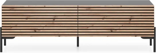 Mobile TV Da Terra 140 Cm Listellato 2 Ante Nero E Rovere Zenith