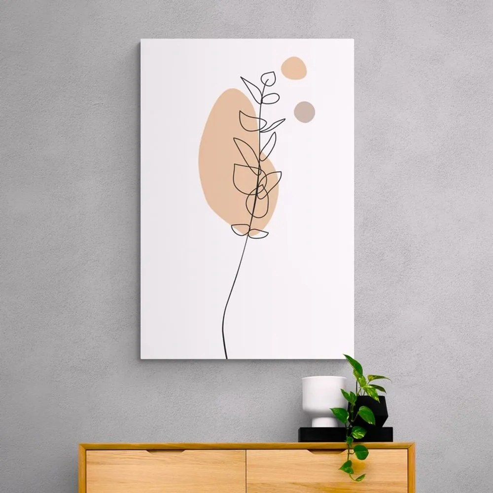 Quadro su tela – Foglia minimalista su sfondo bianco No3