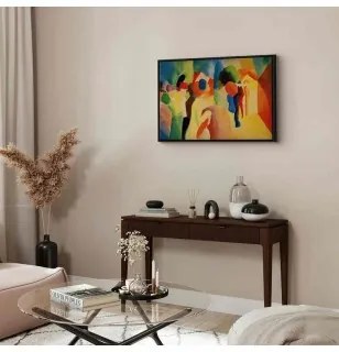 Quadro - With a Yellow Jacket (August Macke) In cornice nera di legno 120x80
