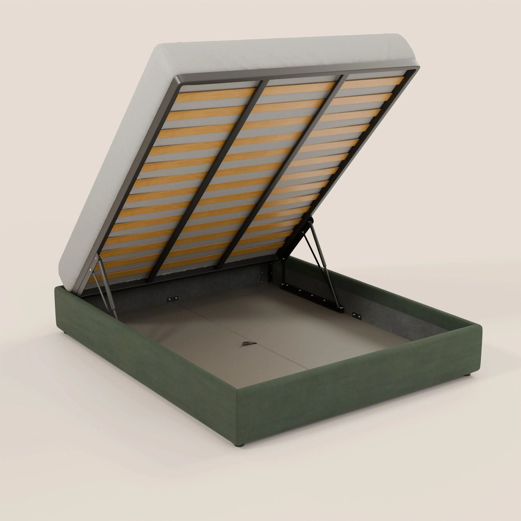 Ina sommier con ampio contenitore in microfibra smacchiabile ed impermeabile T11 verde