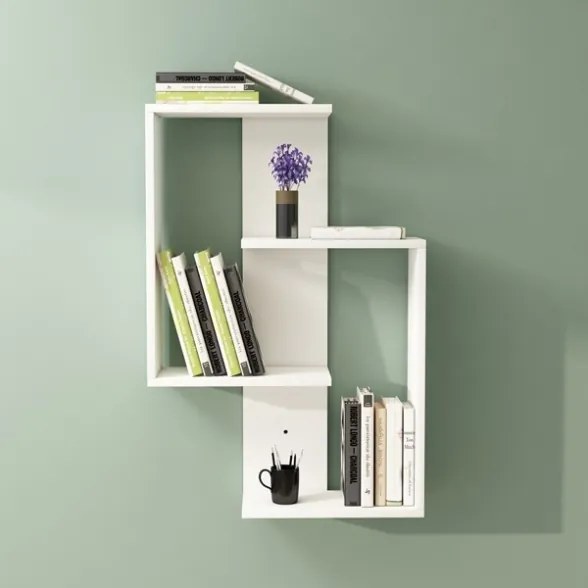 Libreria Sospesa 4 Mensole 60x20x90 Design Moderno Alain Bianca