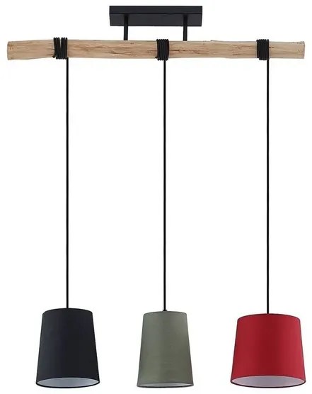 Amilia 3 Lampada a Sospensione Black/Red/Green - Lindby