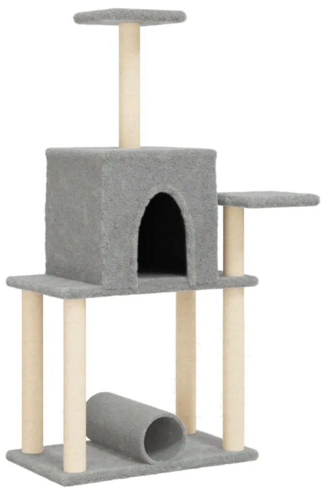 Albero per gatti con tiragraffi in sisal grigio chiaro 122 cm