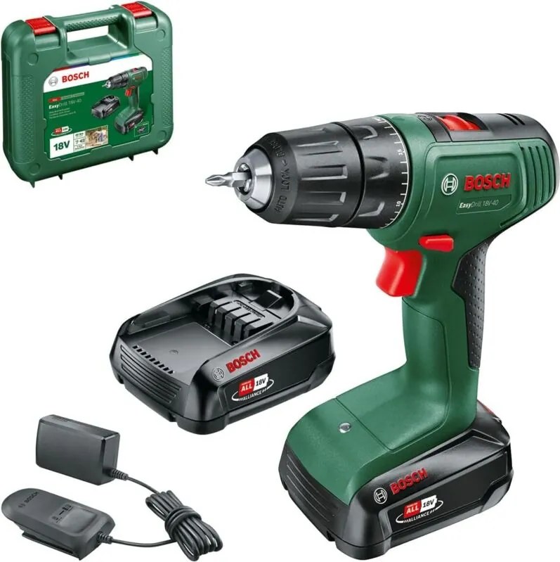 Trapano avvitatore a batteria Bosch Home and Garden EasyDrill 18V-40 - Ioni di litio 18 v 2 Ah - 06039D8005