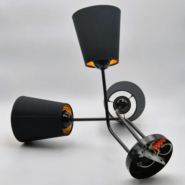 Lampadario a sospensione con supporto rigido IRMA 3xE27/15W/230V nero