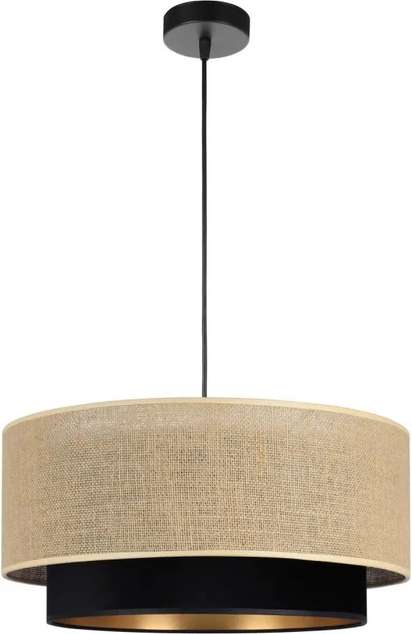 Lampadario sospeso con corda SARTA 1xE27/60W/230V Ø 45 cm nero/iuta