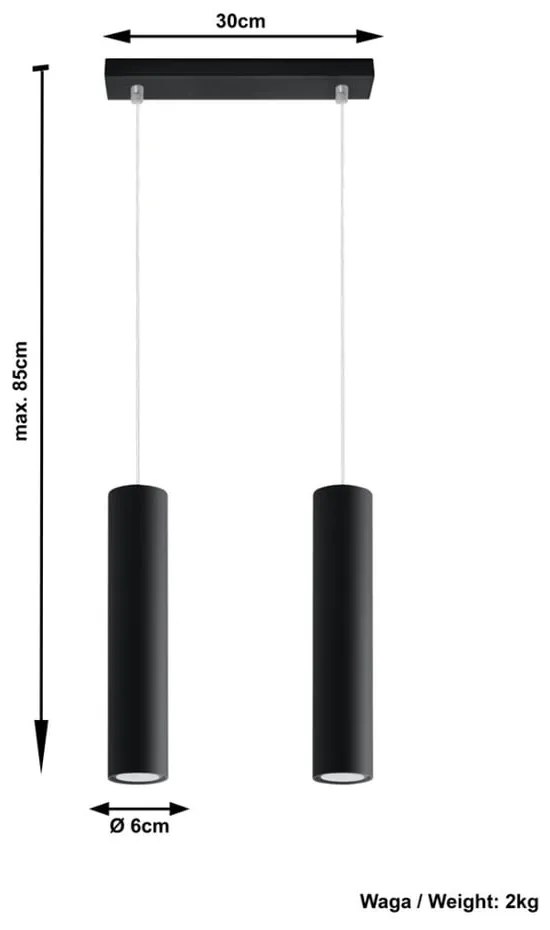 Lampadario nero in metallo Castro – Sollux
