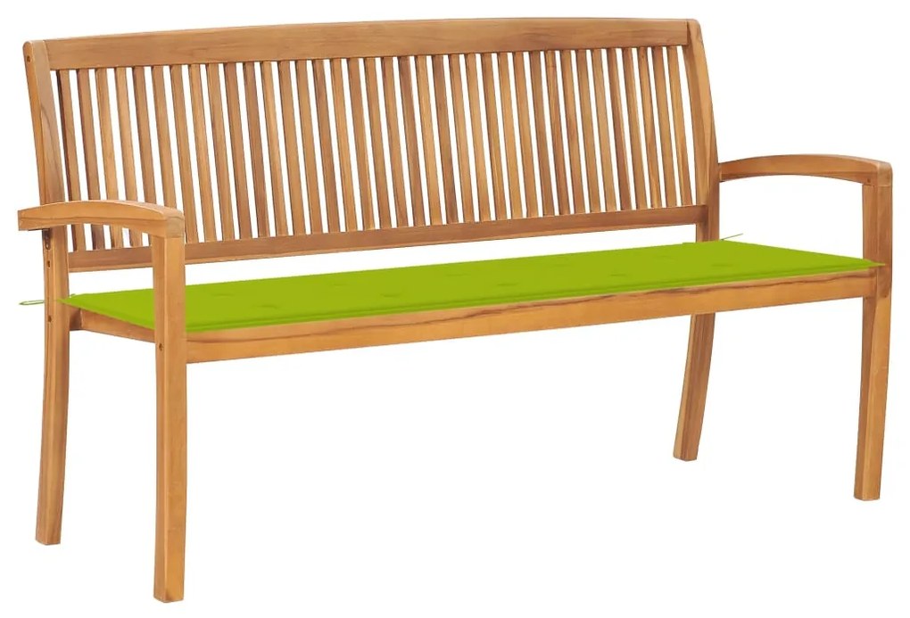 Panchina da Giardino Impilabile e Cuscino 159cm Teak Massello