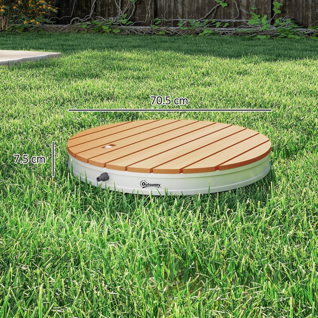 Doccia da Giardino Portatile Ø70,5x7,5 cm Getti d'Acqua Regolabili fino a 4 m in Polistirene Effetto Legno...