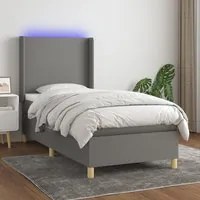 Letto a Molle Materasso e LED Grigio Scuro 80x200 cm in Tessuto cod mxl 59092