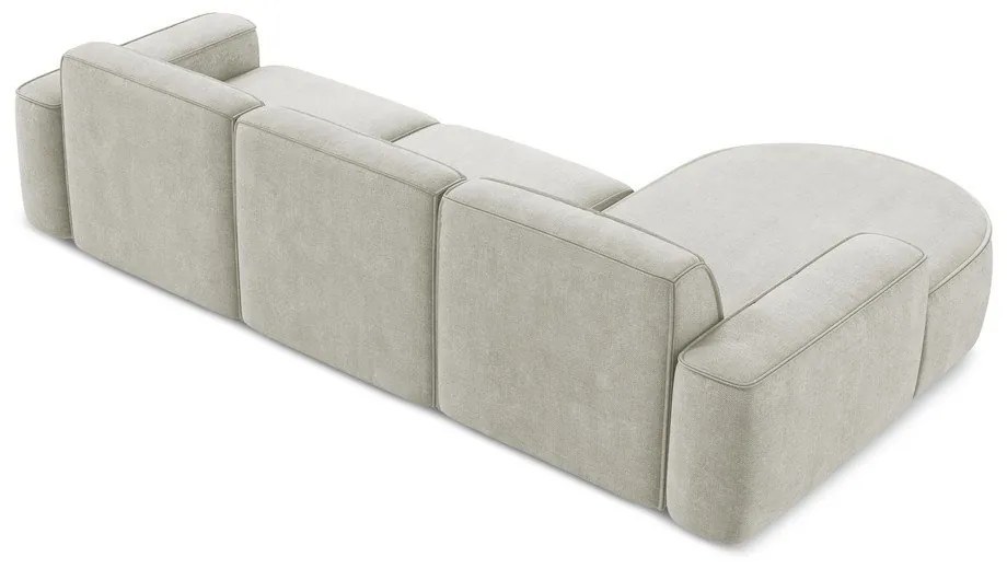 Divano angolare color crema (con penisola a sinistra/con chaise lounge) con rivestimento in ciniglia Omao – Makamii