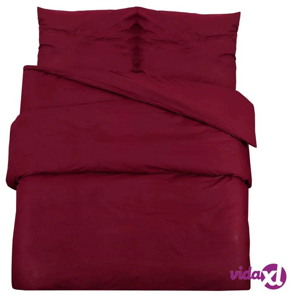 vidaXL Set Copripiumino Bordò 200x200 cm in Cotone