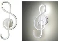 APPLIQUE LAMPADA INTERNO MODERNA PARETE MURO NOTE MUSICALI 14W LUCE FREDDA 090