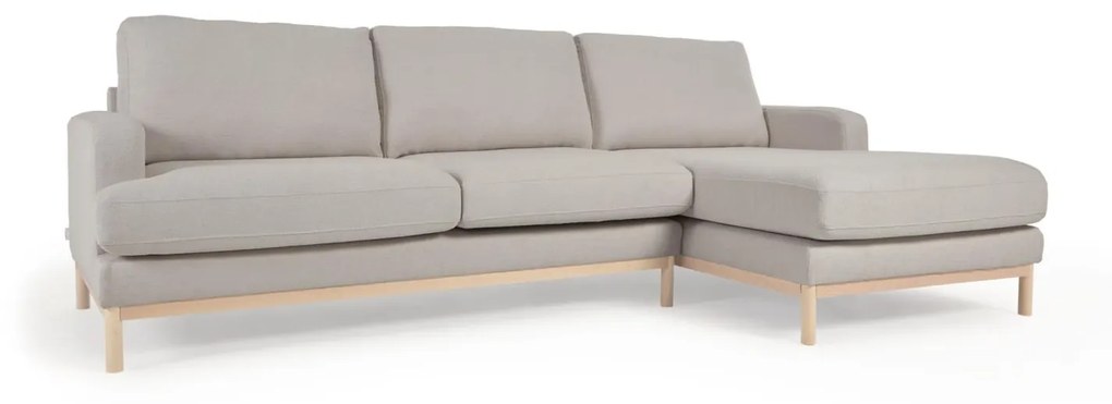 Kave Home - Divano Mihaela 3 posti con chaise longue destra in shearling grigio 264 cm