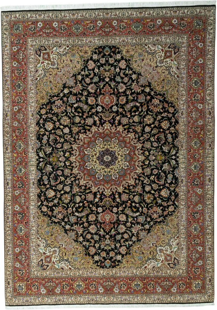 Tabriz Tappeto 250 x 350 Blu (Iran) Annodato A Mano